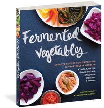 Load image into Gallery viewer, Fermented Vegetables book cover by Kirsten and Christopher Shockey - creative recipes for fermenting 80 vegetables and herbs.