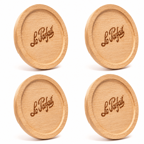 Bistrot Wooden Lids – Press-Fit Jar Lids, Set of 4 - Le Parfait America