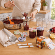 Complete Le Parfait jam-making kit with six 324 ml jars and stainless-steel preserving tools