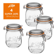 Load image into Gallery viewer, Le Parfait Super Jars, French Glass Canning Jars with Stainless Wire-Bail Clamp Lid - Le Parfait America