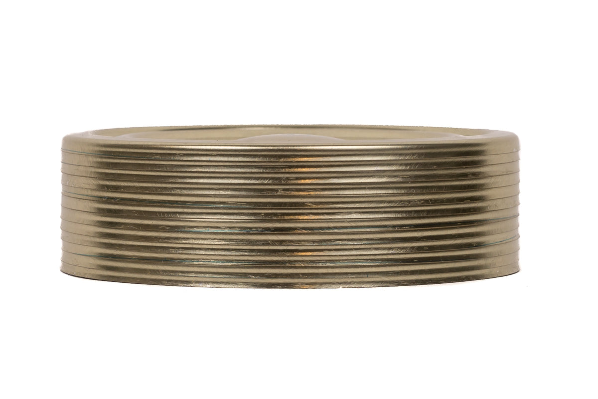 Le Parfait sealing caps in tin-plated seals in a gold finish.