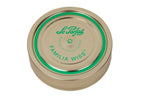 Top-down Le Parfait Familia Wiss sealing cap with green 'pierce-here' indicator and 'Le Parfait Familia Wiss' branding.