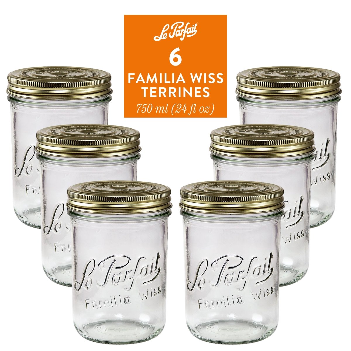 Le Parfait Familia Wiss Terrines 750ml - 24oz - Pint & Half / 6