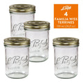 4-pack of Le Parfait Familia Wiss Terrines 750ml (24 fl oz) with gold sealing-cap and screw-band lids.