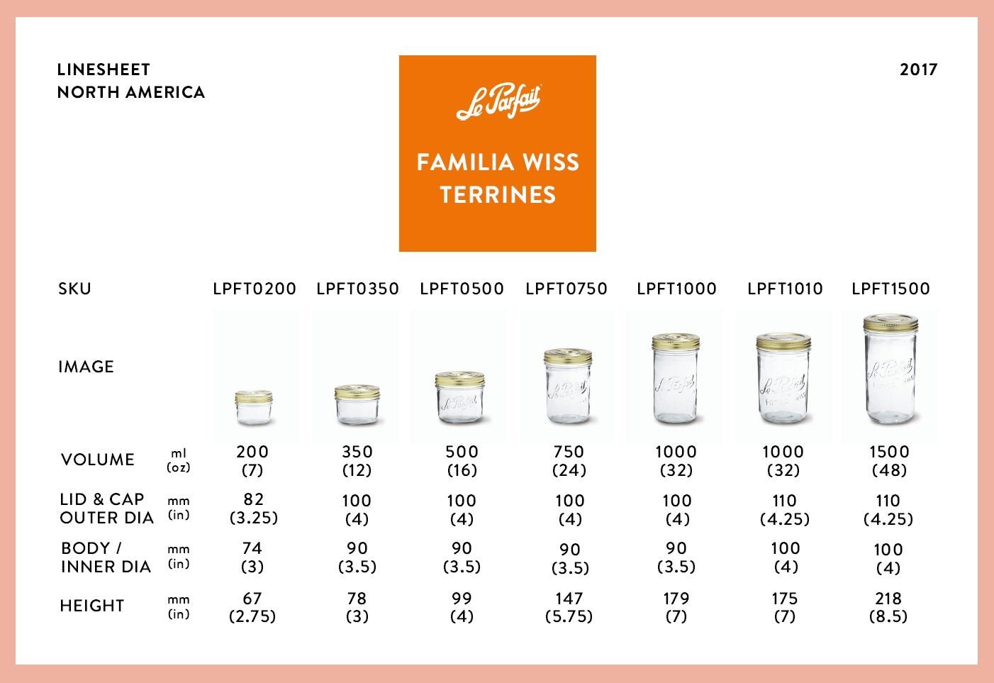 Le Parfait Familia Wiss Terrines 200ml - 7oz / 6