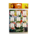 Le Parfait Labels retail packaging - 27 adhesive labels, limited edition, with tropical jungle floral pattern around nine blank label spots.