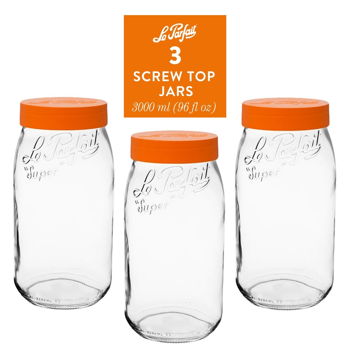 Le Parfait Screw Top Jars – Large French Glass Jars For Pantry Storage  Preserving Bulk Goods, 4 pk ORN / 32 fl oz - Fred Meyer