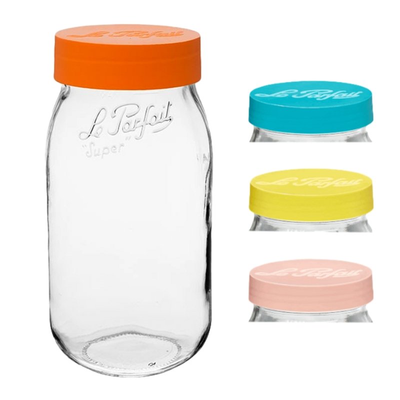 Le Parfait Screw Top Jars – Large French Glass Jars For Pantry Storage  Preserving Bulk Goods, 3 pk ORN / 96 fl oz - Dillons Food Stores