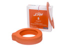 A stack of orange Le Parfait rubber gaskets.