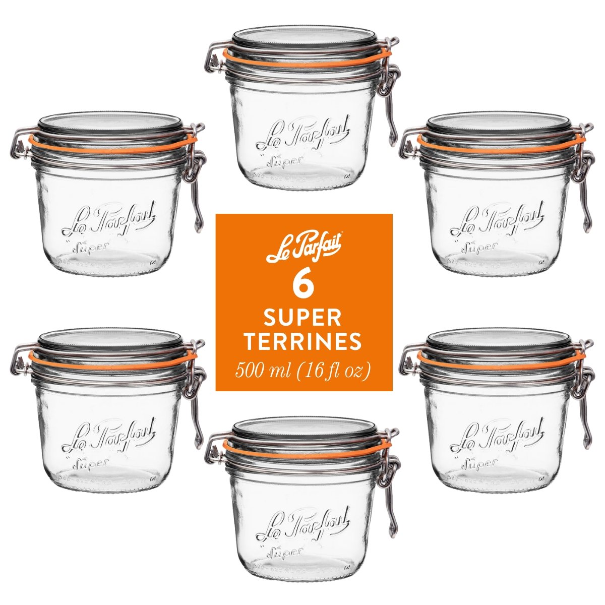 Le Parfait Familia Wiss Terrine - French Glass Mason Jar With 2 Piece Lid  For Canning Storage, 4 pk / 33 fl oz - City Market